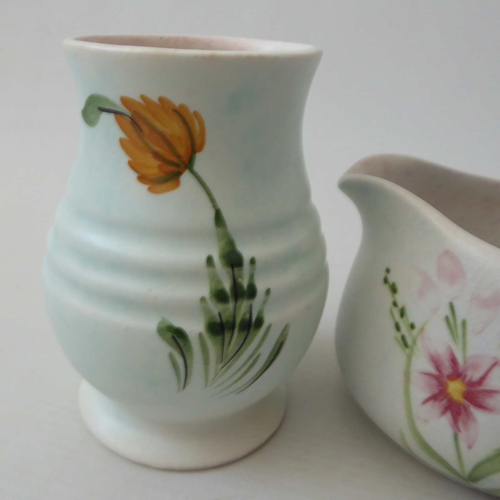Vintage Radford small hand painted flower vase and milk jug, HJ Wood. 1940s, 50s - Image 7