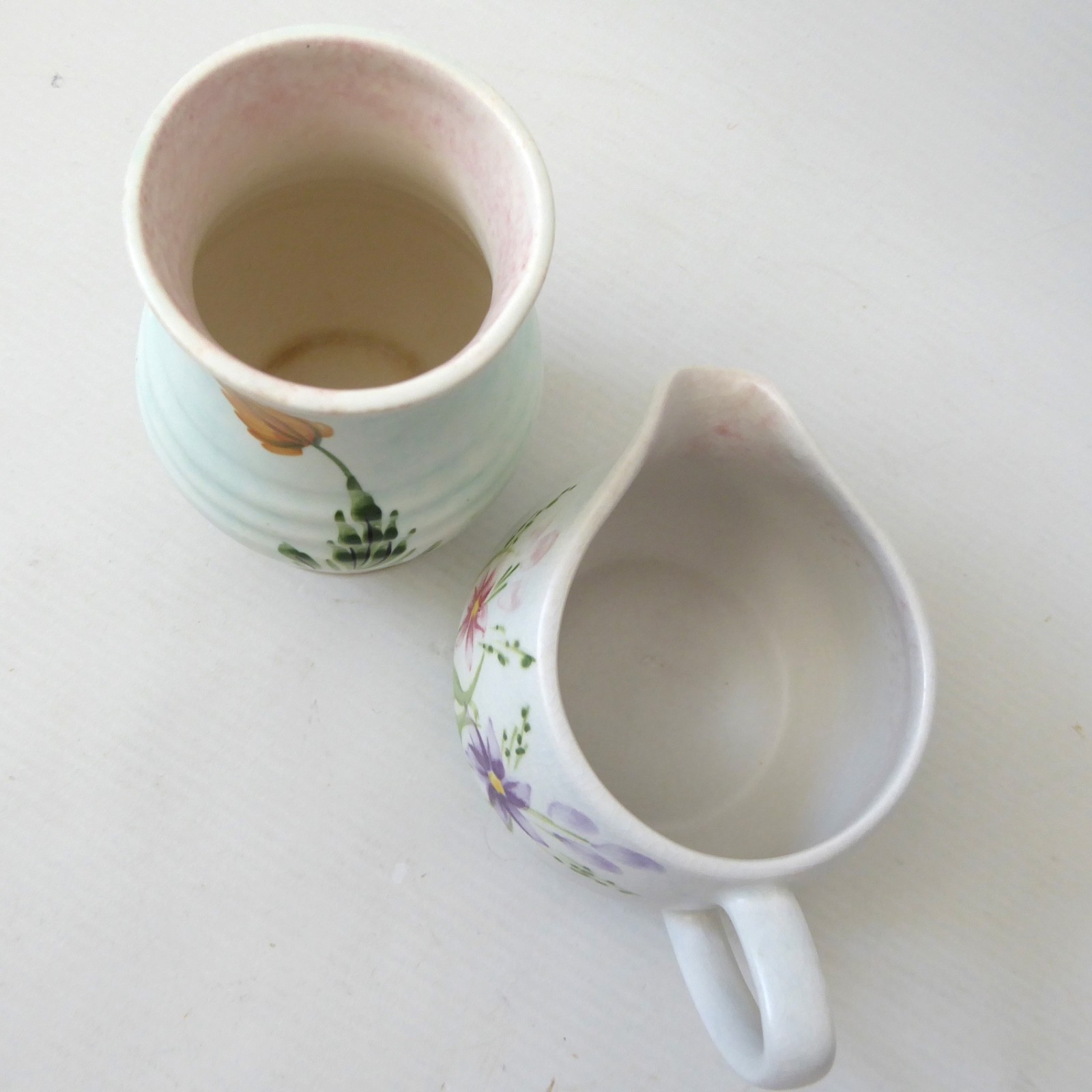 Vintage Radford small hand painted flower vase and milk jug, HJ Wood. 1940s, 50s - Image 9