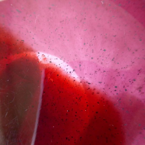 Vintage art glass bowl. Dusky mottled pink plum & swirl. 6" shallow dish 1960s - Image 11