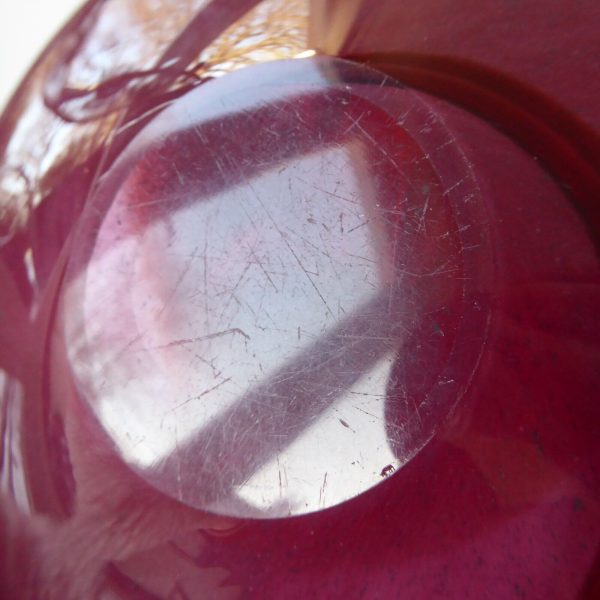 Vintage art glass bowl. Dusky mottled pink plum & swirl. 6" shallow dish 1960s - Image 14