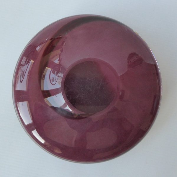 Vintage art glass bowl. Dusky mottled pink plum & swirl. 6" shallow dish 1960s - Image 7