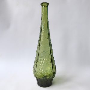 Vintage glass Empoli genie bottle decanter olive green 70s retro cherries grapes