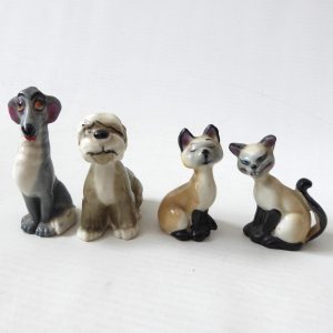 Wade Whimsies Lady & the Tramp Disney, Boris & Colonel dogs, Si & Am cats 1950s
