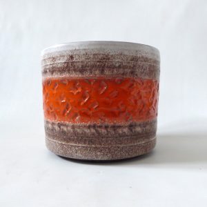 West German plant pot planter, Jopeko, orange/beige ceramic, mid-century retro