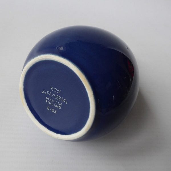 1967 Arabia Finland dark blue ceramic oil vinegar jug pot, 1960s Kaarina Aho MCM - Image 7