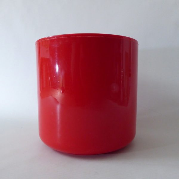1980s retro Embee ice bucket. Vintage post modernist red plastic. Barware cooler - Image 5