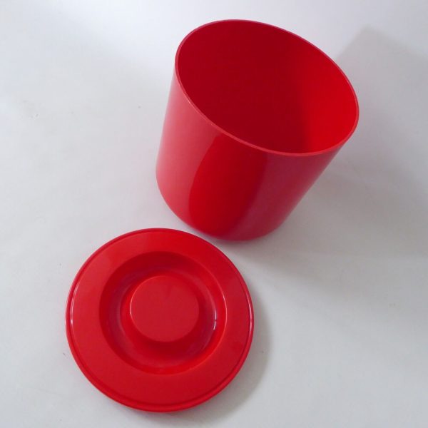 1980s retro Embee ice bucket. Vintage post modernist red plastic. Barware cooler - Image 7