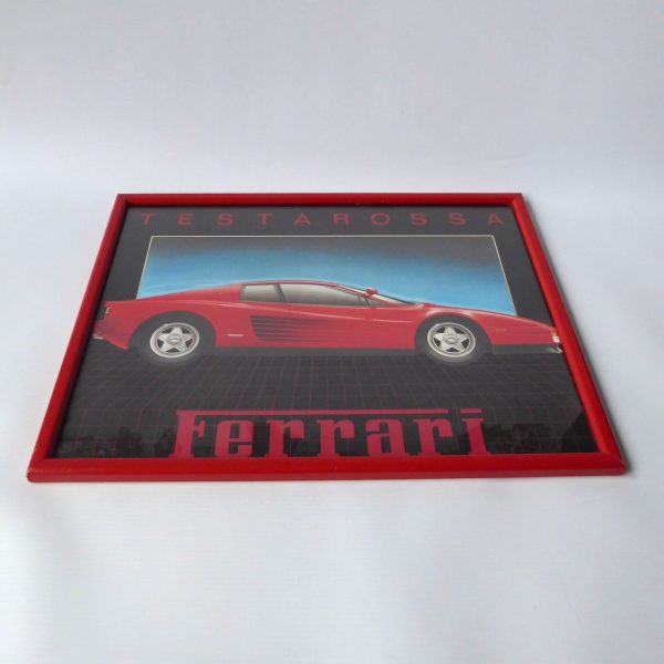 1980s retro red Ferrari Testarossa car vintage airbrushed art print framed. 15" - Image 3