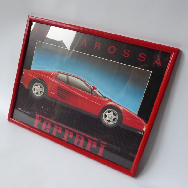 1980s retro red Ferrari Testarossa car vintage airbrushed art print framed. 15" - Image 6