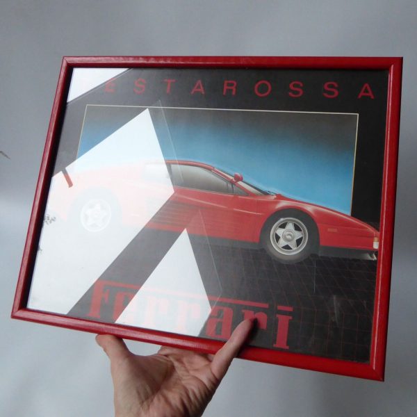 1980s retro red Ferrari Testarossa car vintage airbrushed art print framed. 15" - Image 7