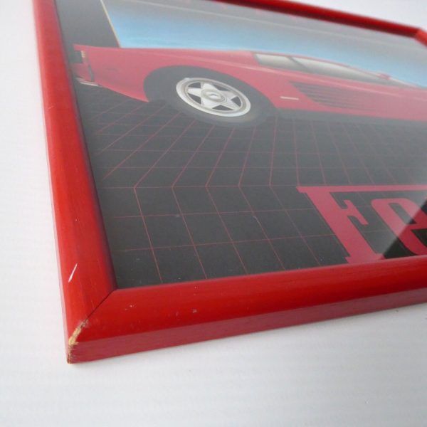 1980s retro red Ferrari Testarossa car vintage airbrushed art print framed. 15" - Image 8
