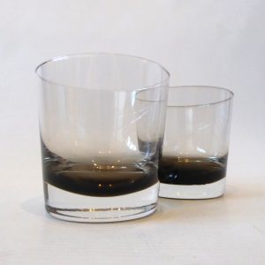 2 Caithness vintage MCM big whisky glasses, Peat smoke brown, spirits tumblers