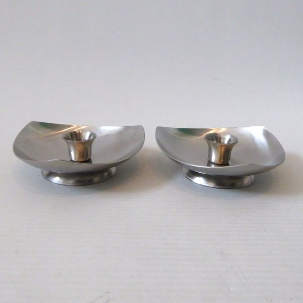 2x Danish triangular stainless steel 18/8 candle holders Scandinavian modernist - Image 3