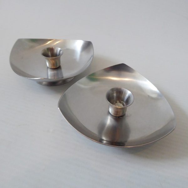 2x Danish triangular stainless steel 18/8 candle holders Scandinavian modernist - Image 5