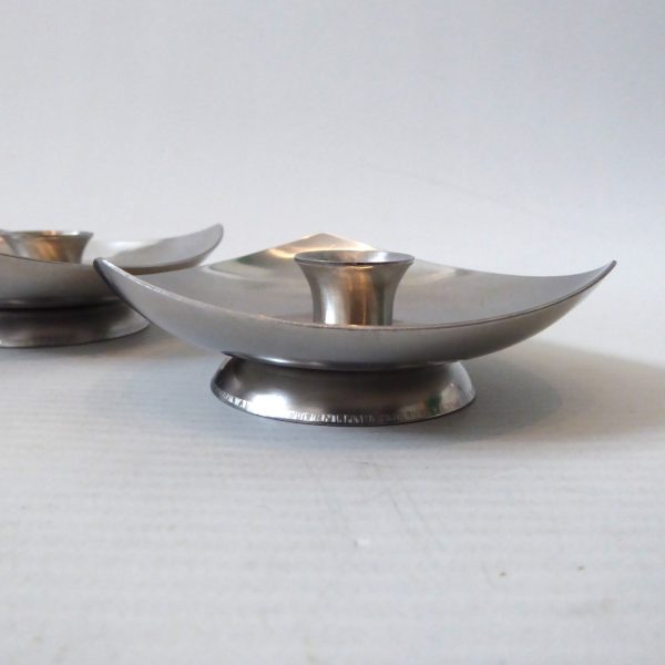 2x Danish triangular stainless steel 18/8 candle holders Scandinavian modernist - Image 6