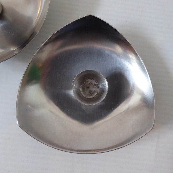2x Danish triangular stainless steel 18/8 candle holders Scandinavian modernist - Image 8