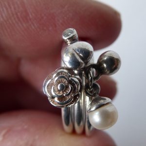 3x Danish sterling 925 silver stacking rings Hans Henrik Nygaard HHN. Size I XXS