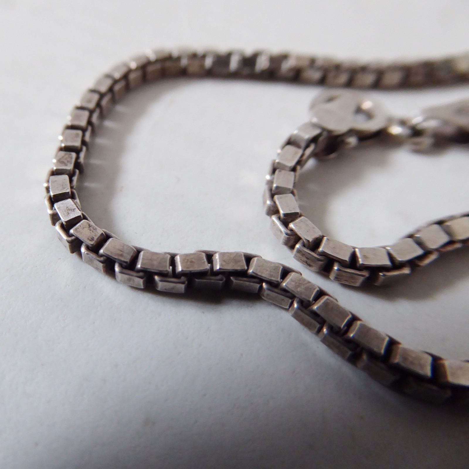 925 sterling silver box chain bracelet, jewellery. 18cm, 2mm, spring ring, 4.3g - Image 2