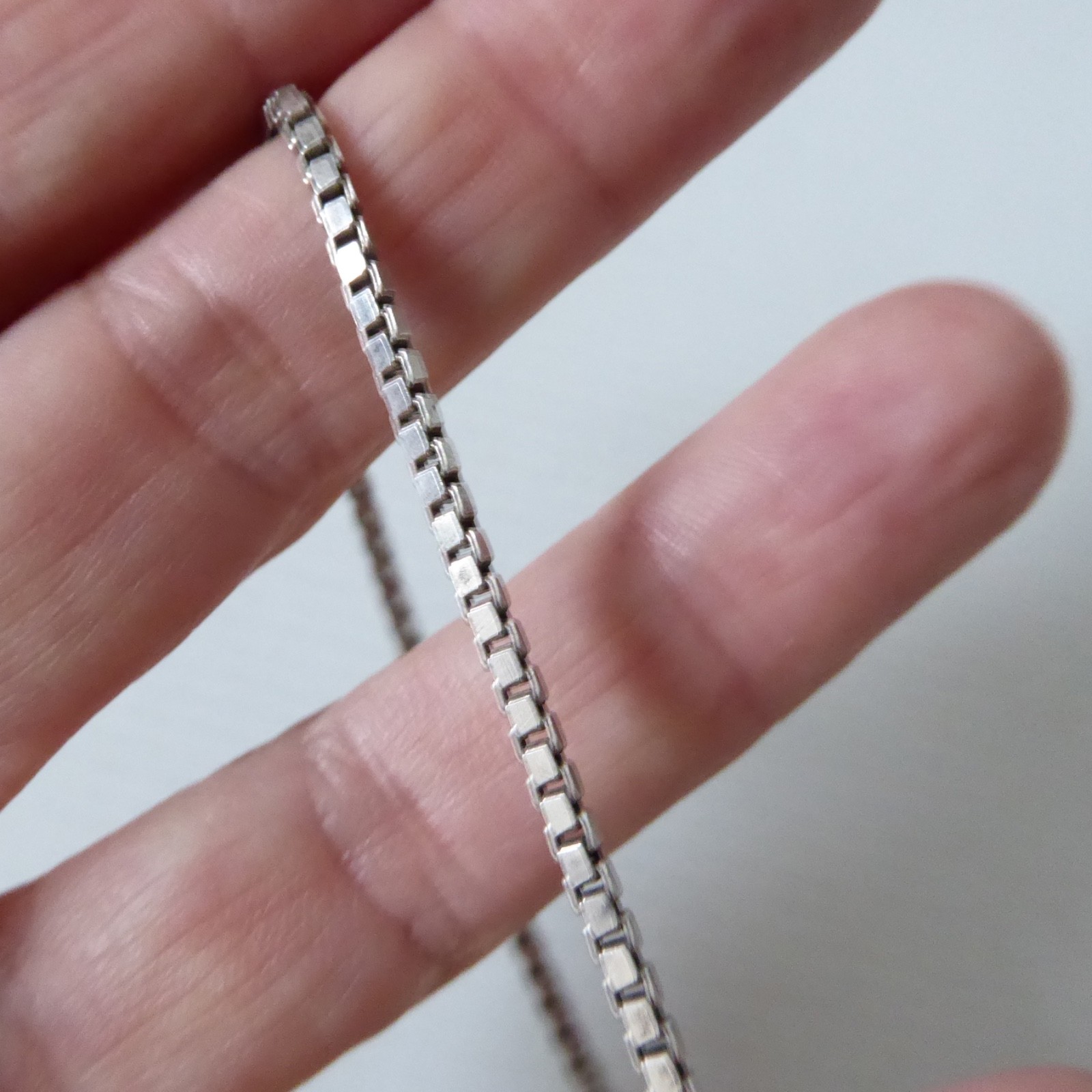 925 sterling silver box chain bracelet, jewellery. 18cm, 2mm, spring ring, 4.3g - Image 3