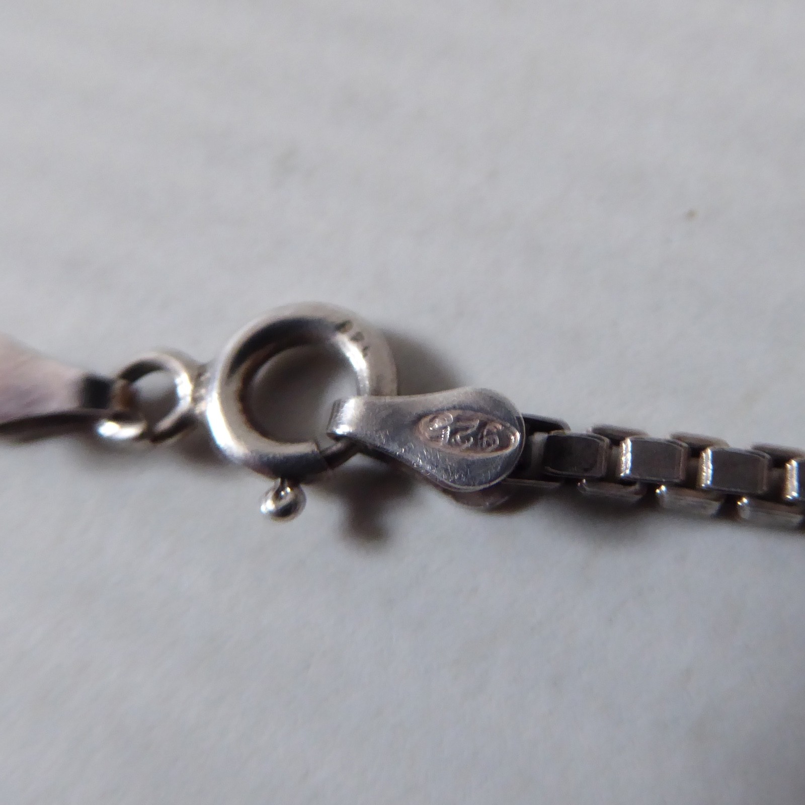 925 sterling silver box chain bracelet, jewellery. 18cm, 2mm, spring ring, 4.3g - Image 4