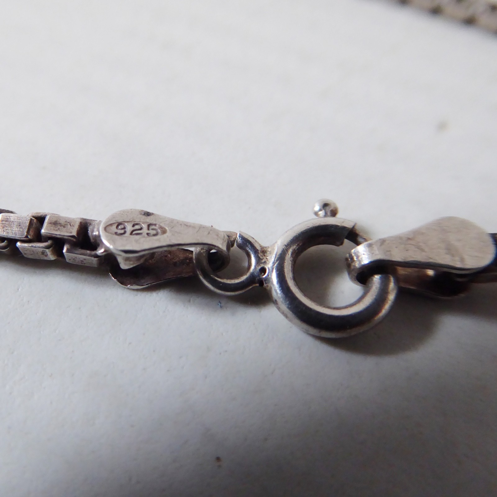 925 sterling silver box chain bracelet, jewellery. 18cm, 2mm, spring ring, 4.3g - Image 5