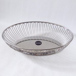 Alessi 829 Oval wire basket. Vintage style 18/10 mirror stainless steel. Italy