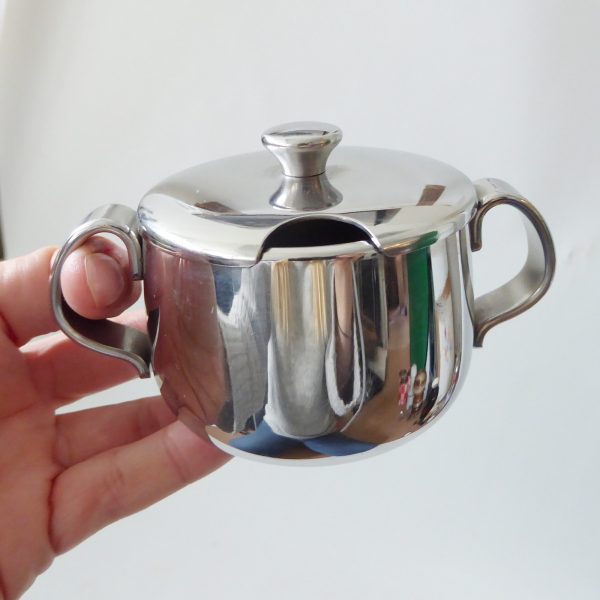 Alfra Alessi Italy vintage 60s stainless steel sugar mustard jam condiments pot - Image 3