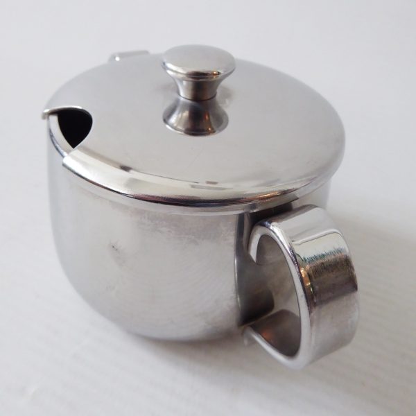 Alfra Alessi Italy vintage 60s stainless steel sugar mustard jam condiments pot - Image 5