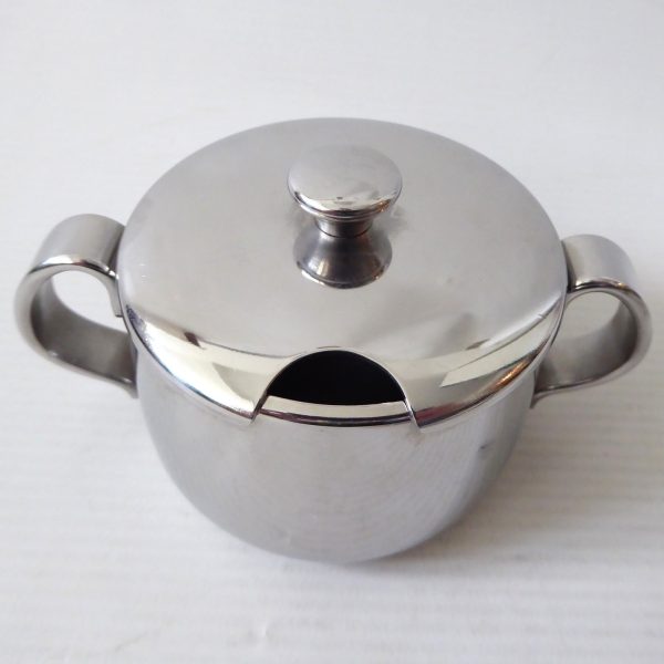 Alfra Alessi Italy vintage 60s stainless steel sugar mustard jam condiments pot