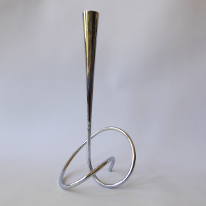 Black + Blum shiny chrome 12" Loop candlestick, candelabra dinner candle holder