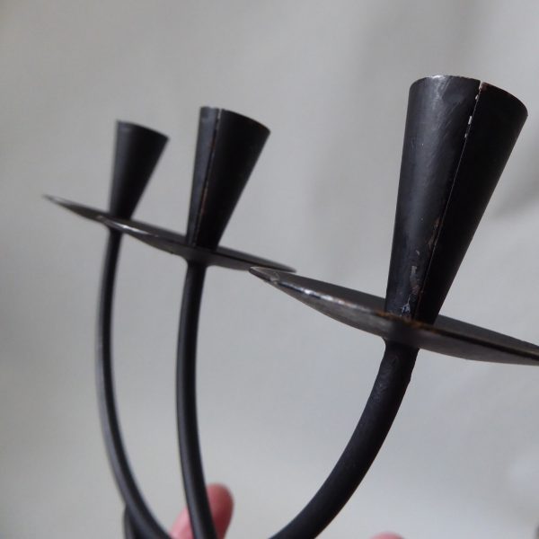 Black metal cast iron candle holder candlestick. Modernist 4 Scandinavian tapers - Image 13