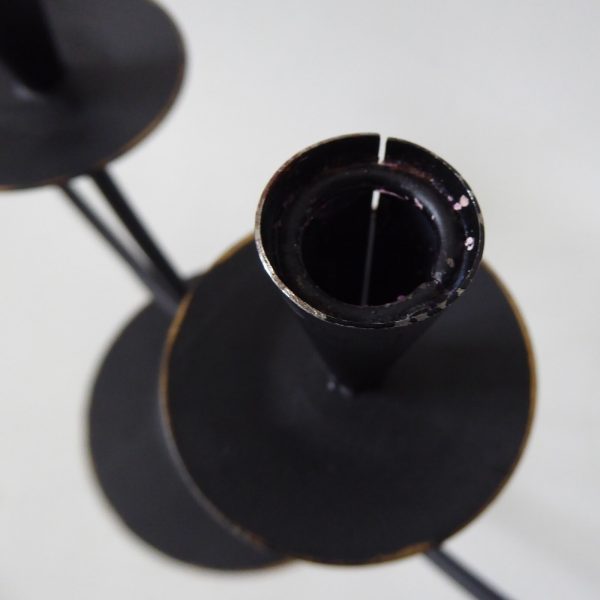 Black metal cast iron candle holder candlestick. Modernist 4 Scandinavian tapers - Image 14