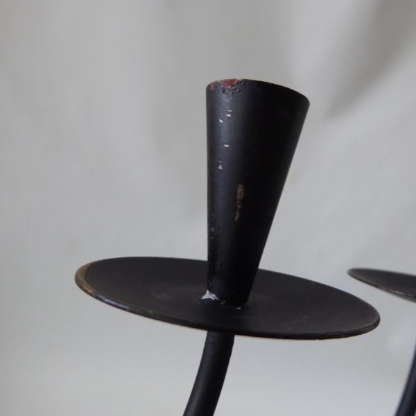 Black metal cast iron candle holder candlestick. Modernist 4 Scandinavian tapers - Image 15