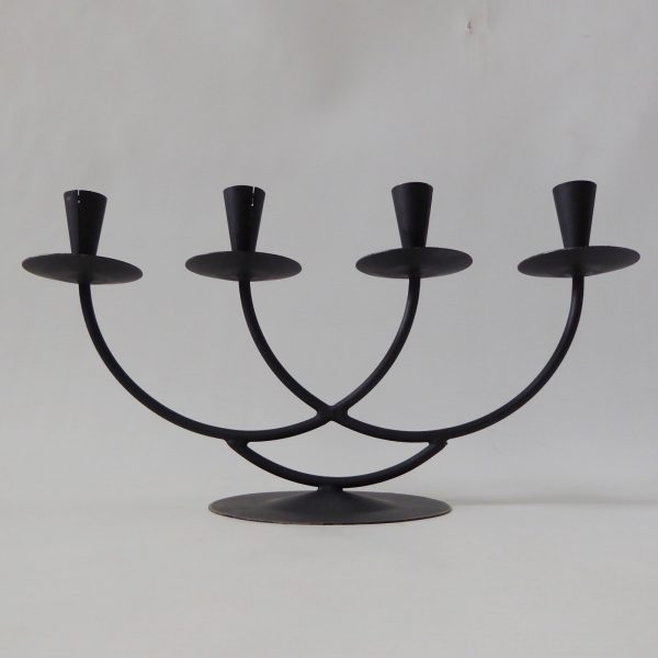 Black metal cast iron candle holder candlestick. Modernist 4 Scandinavian tapers - Image 3