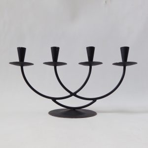 Black metal cast iron candle holder candlestick. Modernist 4 Scandinavian tapers