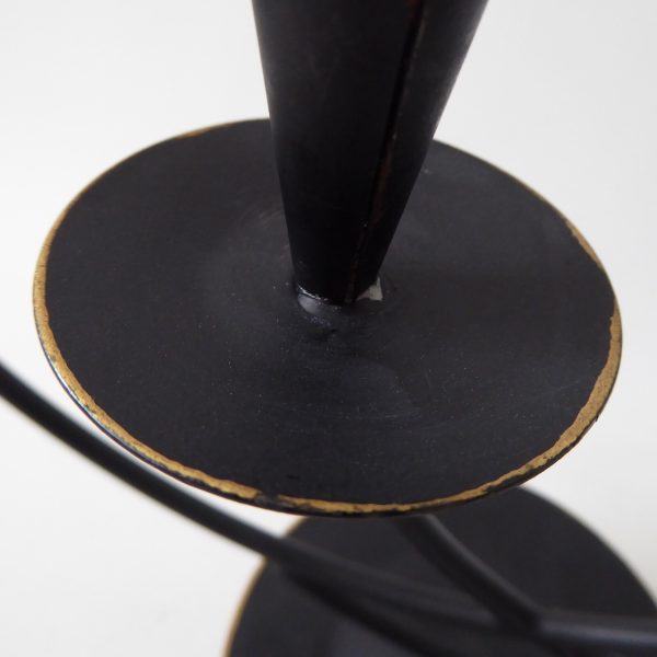 Black metal cast iron candle holder candlestick. Modernist 4 Scandinavian tapers - Image 5