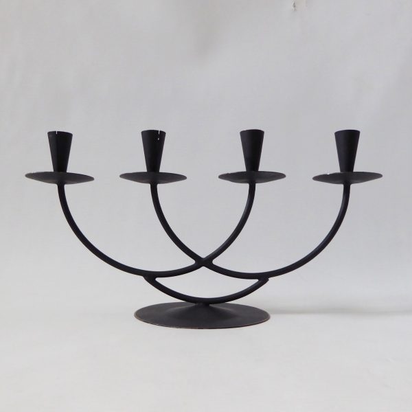 Black metal cast iron candle holder candlestick. Modernist 4 Scandinavian tapers