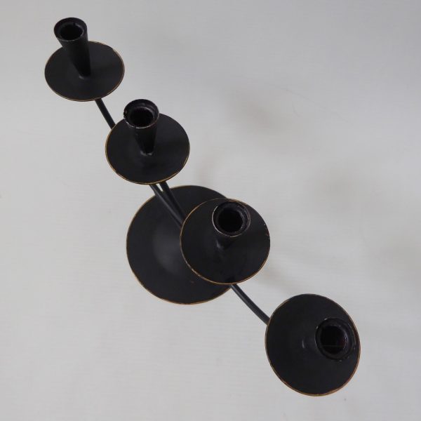 Black metal cast iron candle holder candlestick. Modernist 4 Scandinavian tapers - Image 8