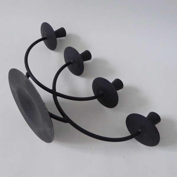 Black metal cast iron candle holder candlestick. Modernist 4 Scandinavian tapers - Image 10