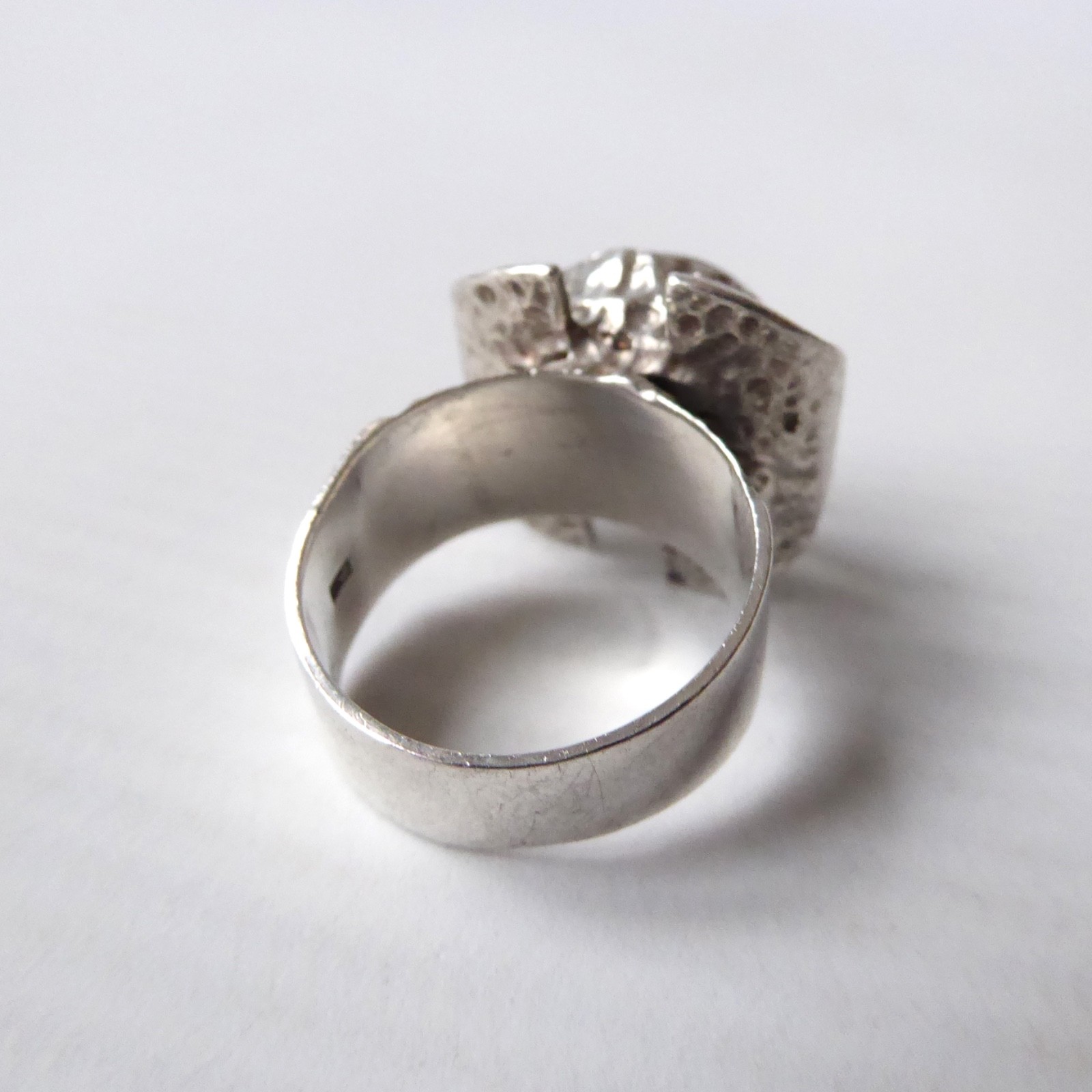 Caithness Glass millefiori silver ring. 1970s Sterling silver 925 brutalist bark - Image 11