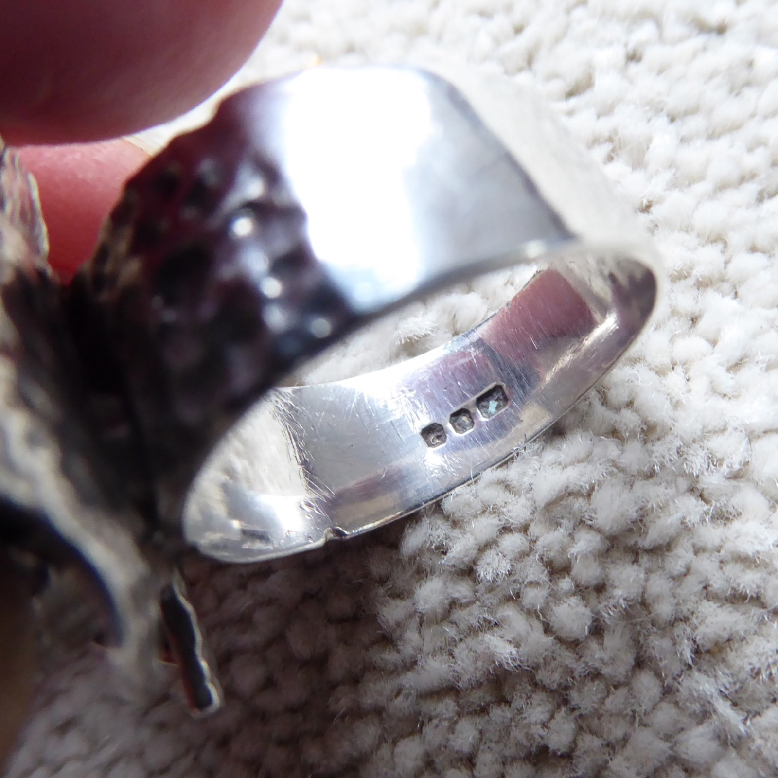 Caithness Glass millefiori silver ring. 1970s Sterling silver 925 brutalist bark - Image 17