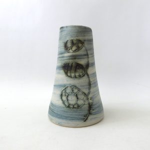 Carn Pottery tapered chimney vase, John Beusmans #34. 1970s vintage retro blue