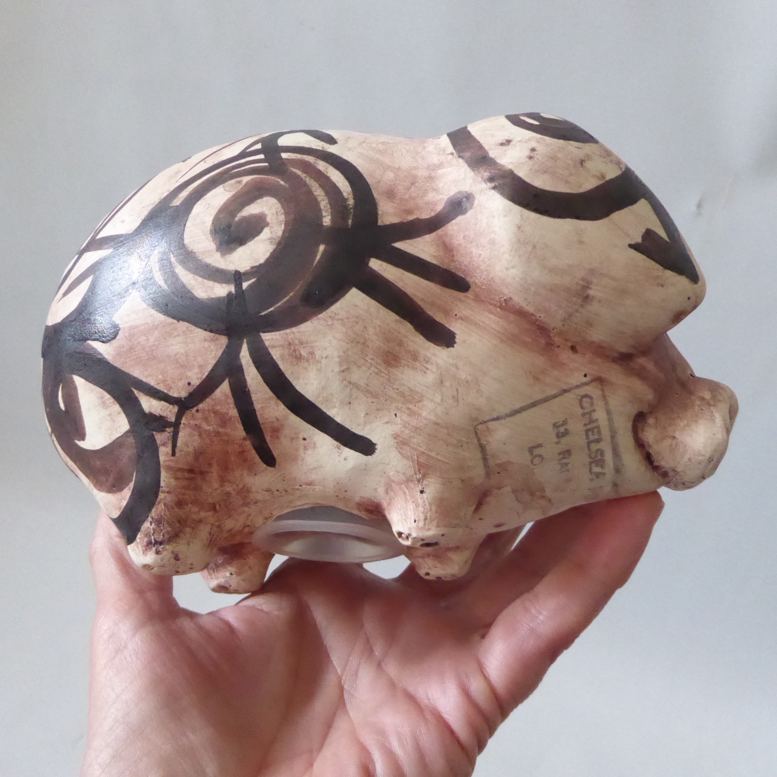 Chelsea Pottery studio pottery piggy bank money box 1970s retro vintage painted - Image 3
