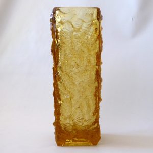 Czech 1969 Vladislav Urban Rosice vintage art glass vase, Moravia 1502/25. Amber