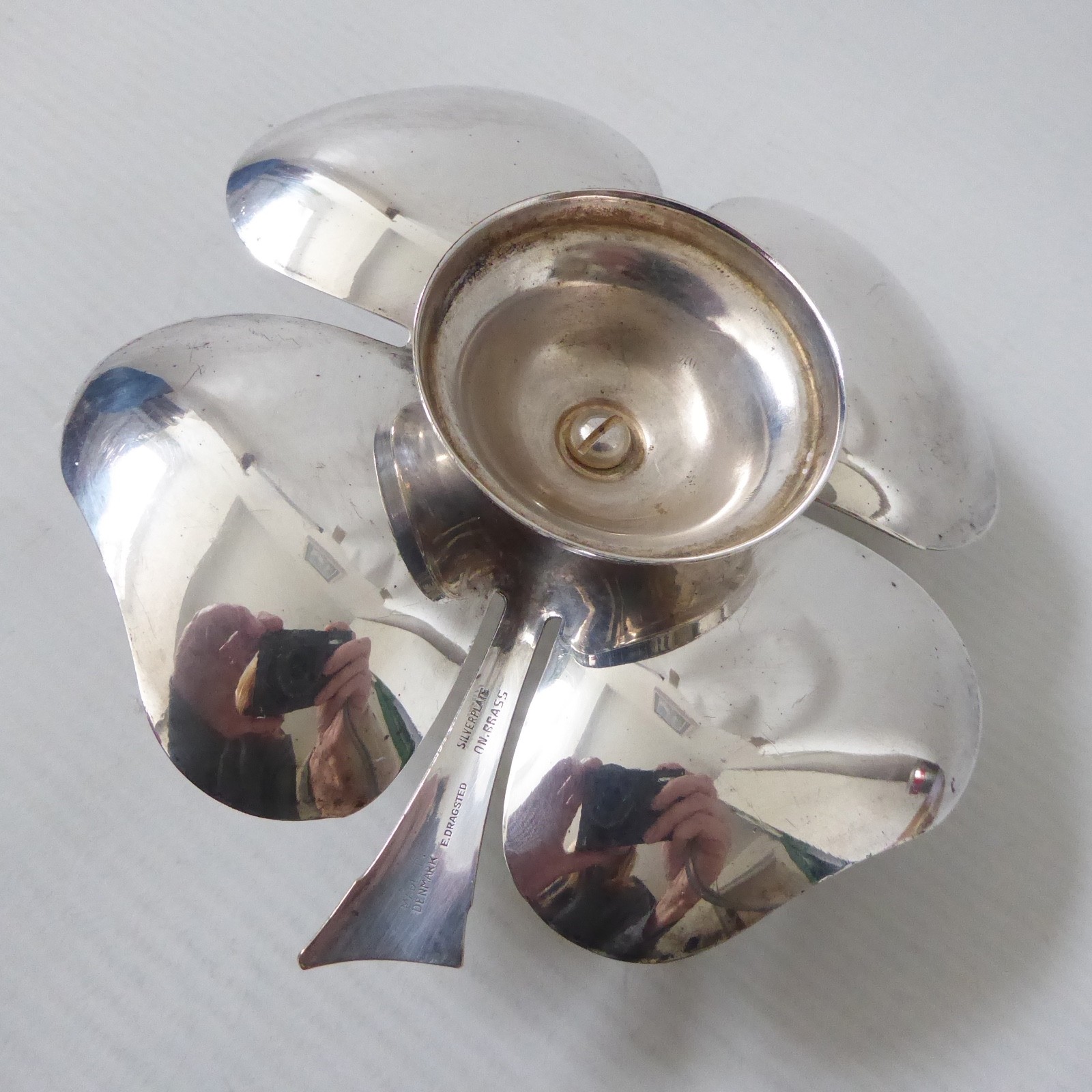 Danish E Dragsted vintage silver-plated candle holder candlestick, 4 leaf clover - Image 11