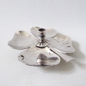 Danish E Dragsted vintage silver-plated candle holder candlestick, 4 leaf clover