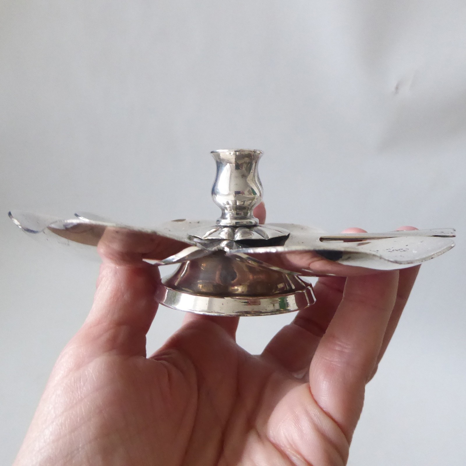 Danish E Dragsted vintage silver-plated candle holder candlestick, 4 leaf clover - Image 6