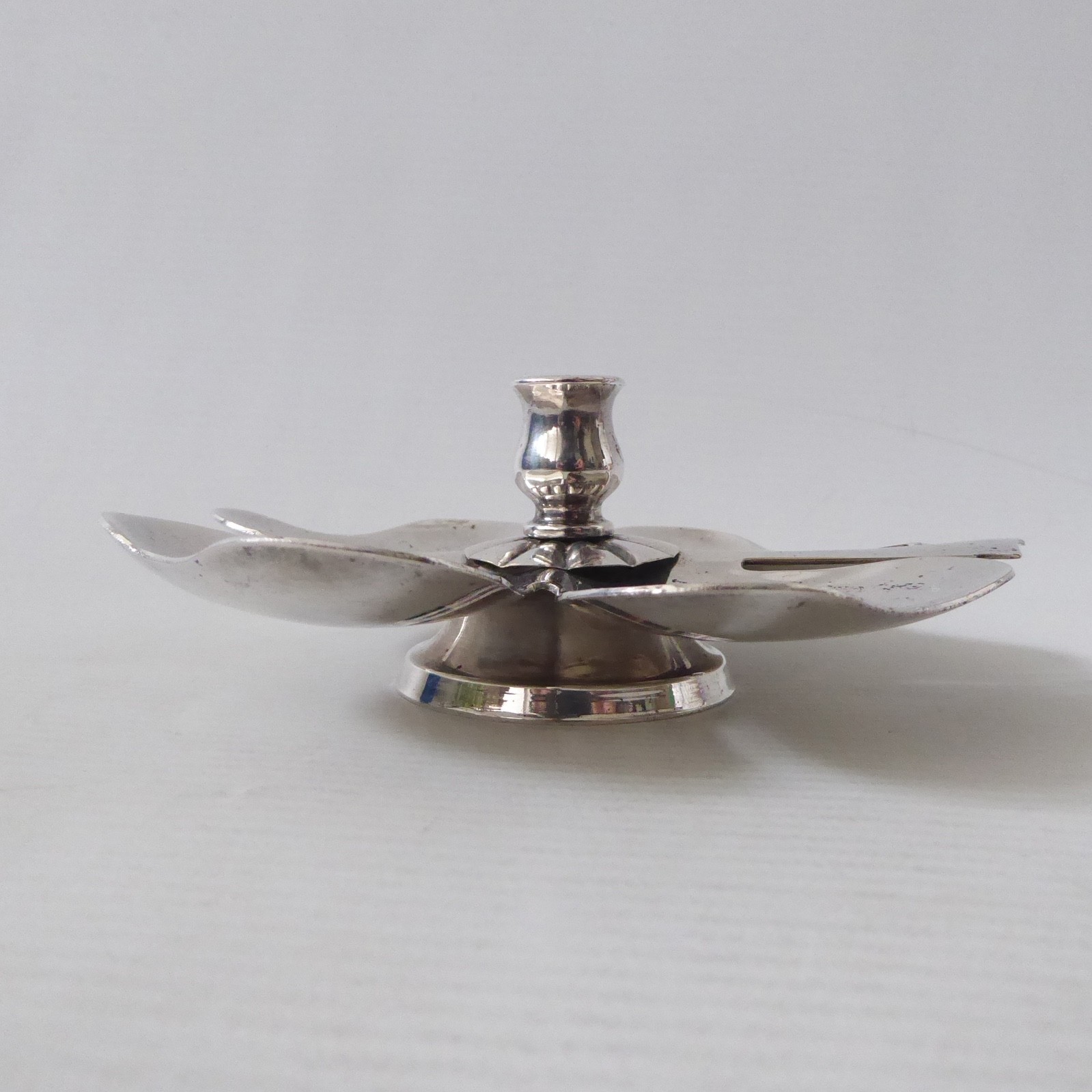 Danish E Dragsted vintage silver-plated candle holder candlestick, 4 leaf clover - Image 7