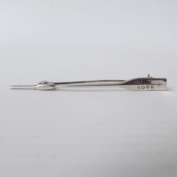 Danish Hans Jensen HJ vintage 830S silver arrow bar pin brooch, 1955 engraved HR - Image 3
