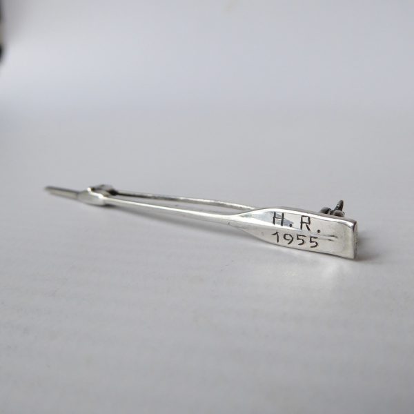 Danish Hans Jensen HJ vintage 830S silver arrow bar pin brooch, 1955 engraved HR - Image 4